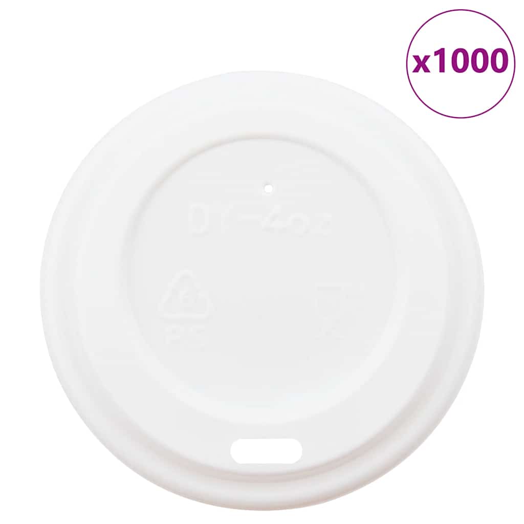 vidaXL Tampas para copos café papel Ø60 mm 4oz 1000 un plástico branco