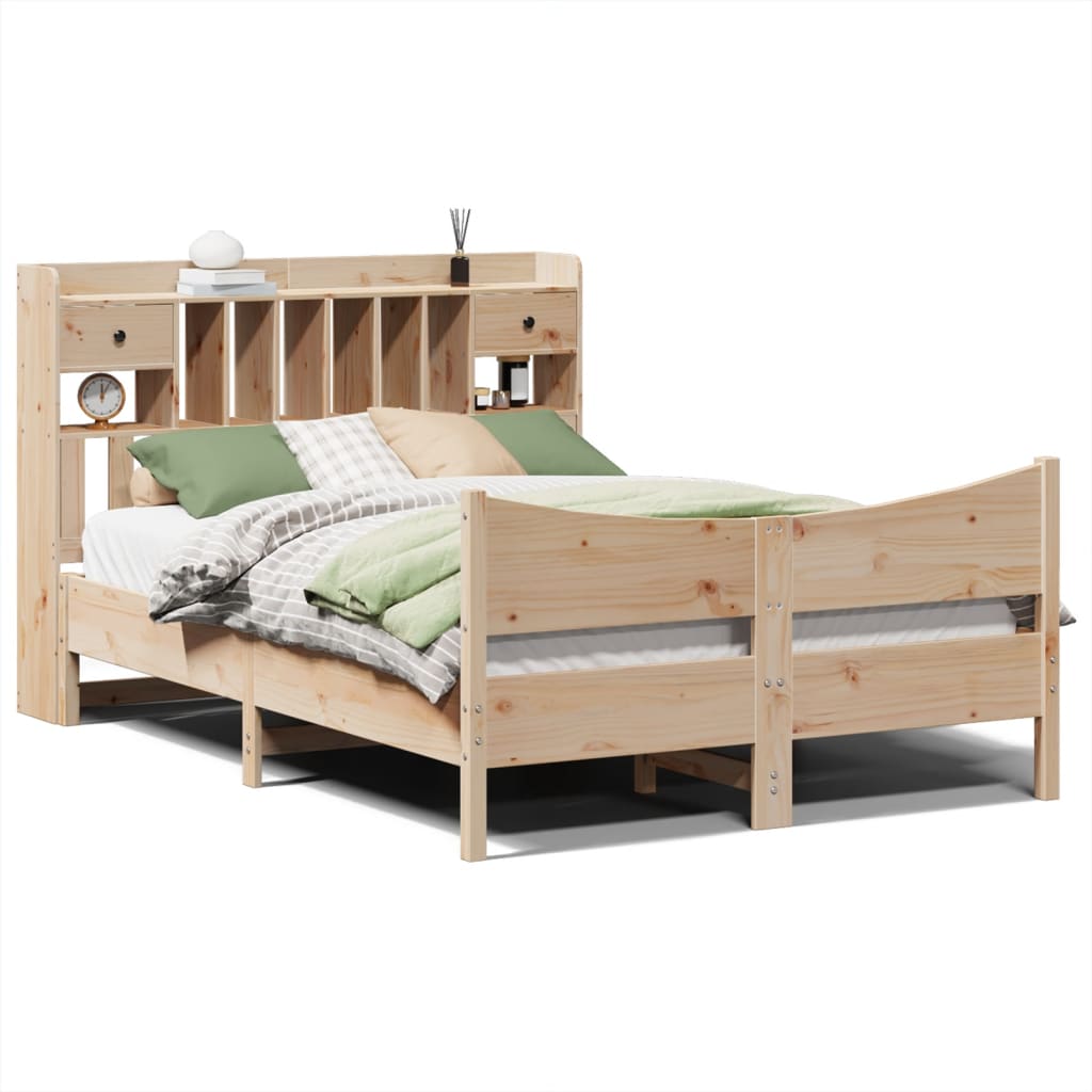 vidaXL Cama sem colchão 140x190 cm madeira de pinho maciça