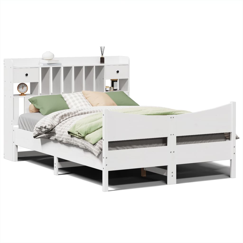 vidaXL Cama sem colchão 140x190 cm madeira de pinho maciça branco