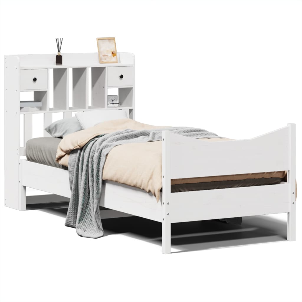 vidaXL Cama sem colchão 75x190 cm madeira de pinho maciça branco