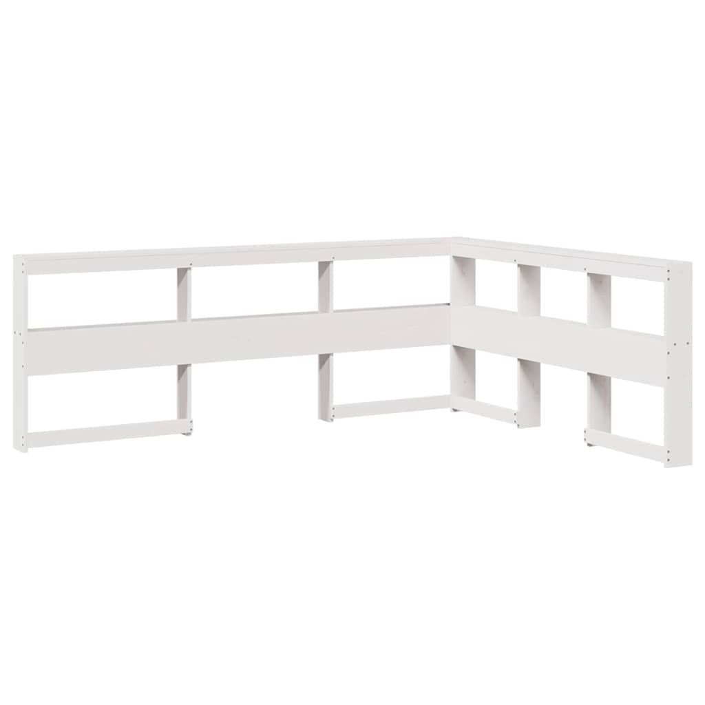 vidaXL Estante cabeceira forma de L 160 cm madeira pinho maciça branco