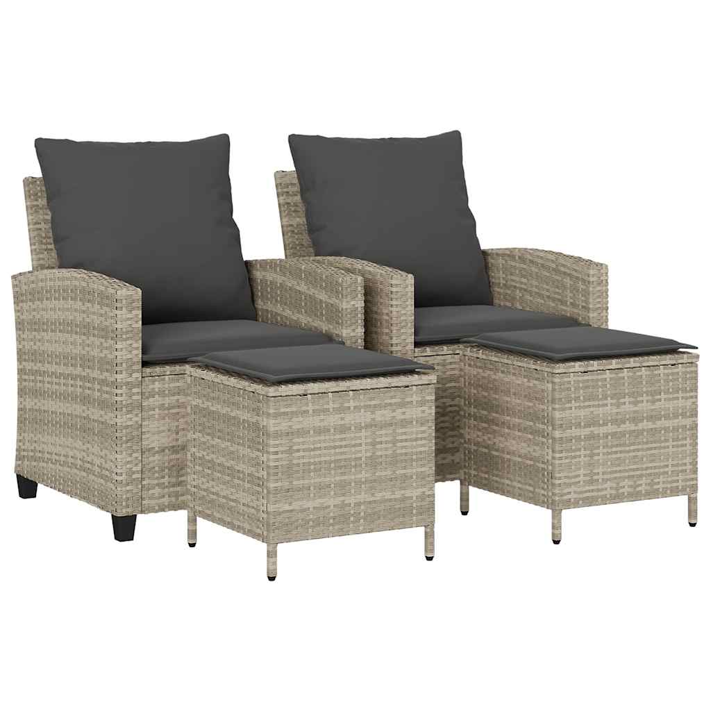 vidaXL 4 pcs conj. sofás jardim c/ almofadões vime PE cinzento-claro