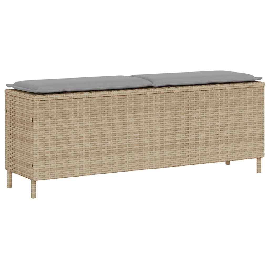 vidaXL Banco de jardim com almofadão 110x30x40,5 cm vime PE bege