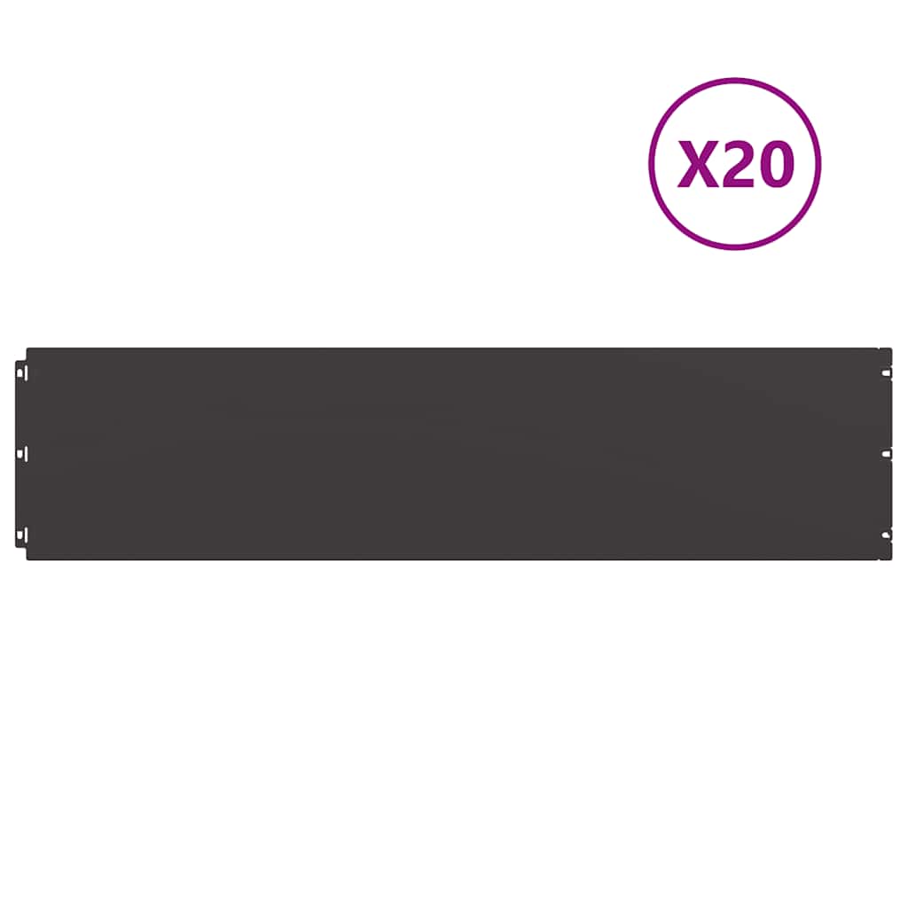 vidaXL Orlas de relvado 20 pcs preto 25x103 cm aço laminado a frio