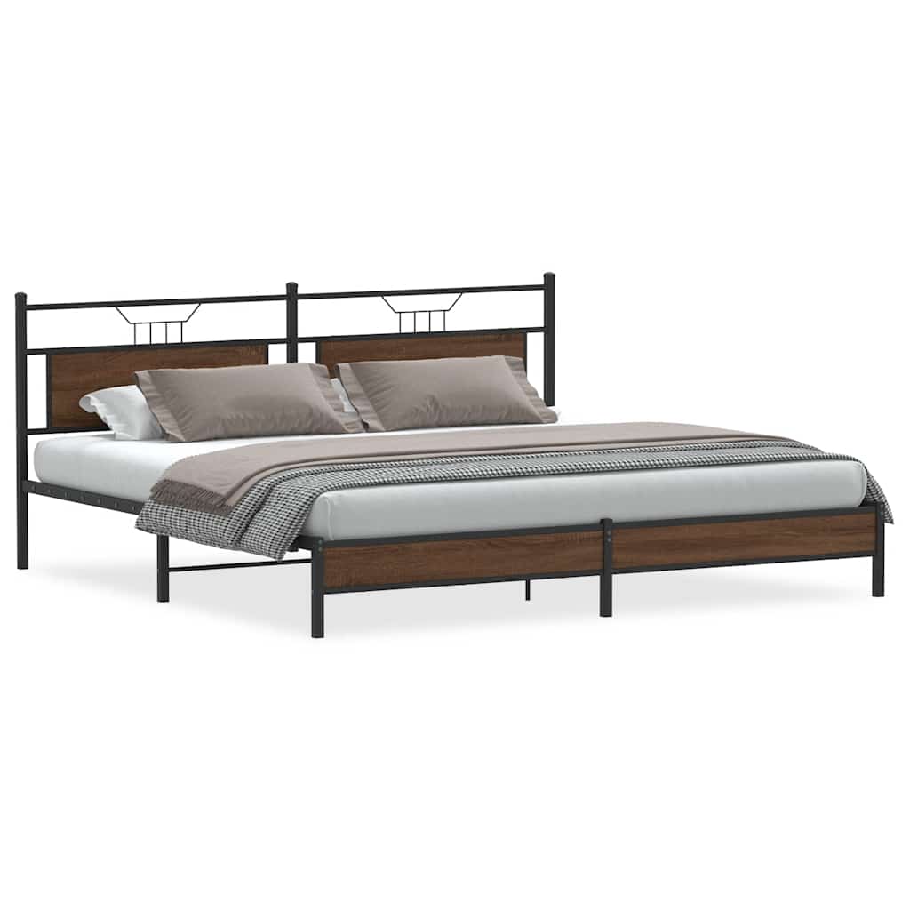 vidaXL Estrutura cama sem colchão 193x201 cm metal carvalho castanho