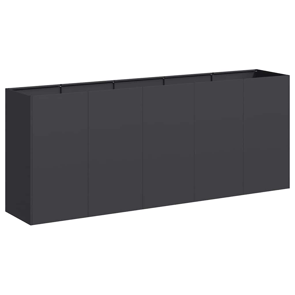 vidaXL Vaso floreira 200x40x80 cm aço laminado a frio preto