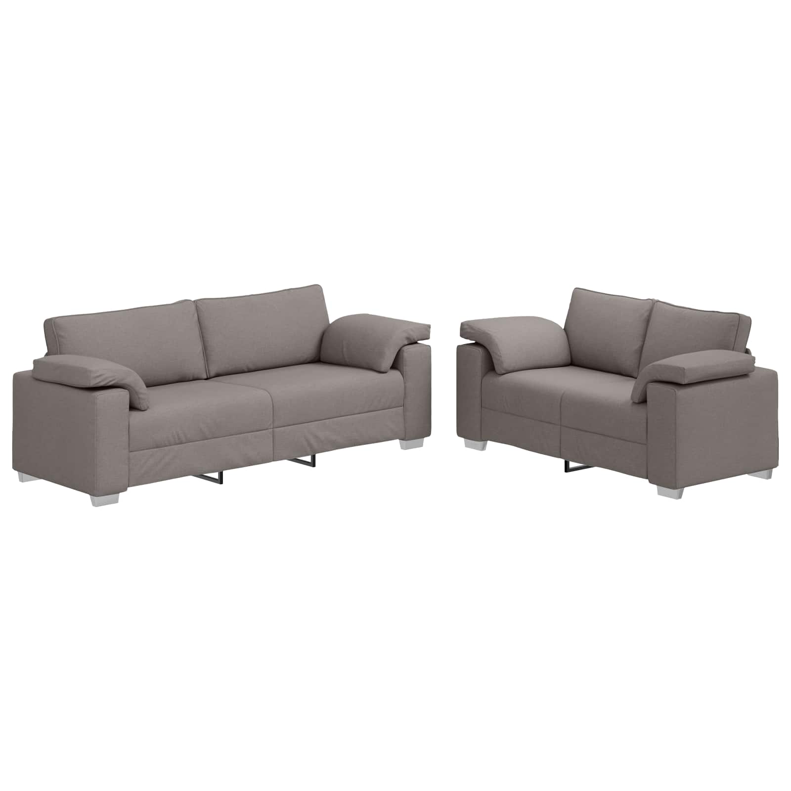 vidaXL Sofá 2 pcs Cinzento-acastanhado 219 x 80 x 82 cm tecido