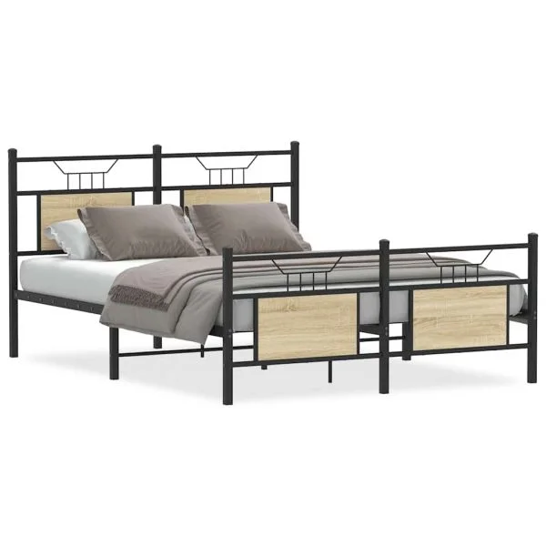 vidaXL Estrutura Cama sem Colchão Derivados de Madeira Carvalho Sonoma - 1879000212
