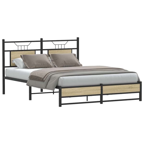 vidaXL Estrutura Cama sem Colchão Derivados de Madeira Carvalho Sonoma - 3094735326