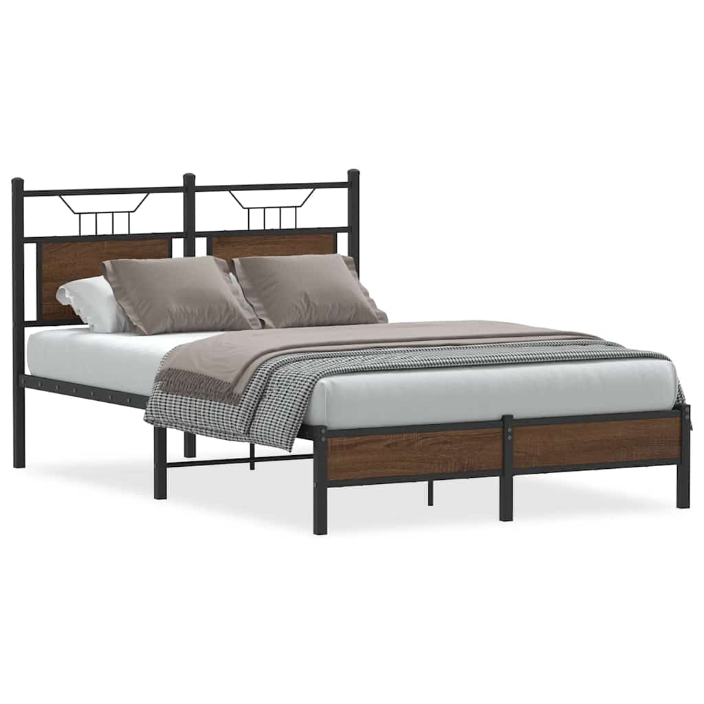 vidaXL Estrutura cama s/ colchão derivados madeira carvalho castanho