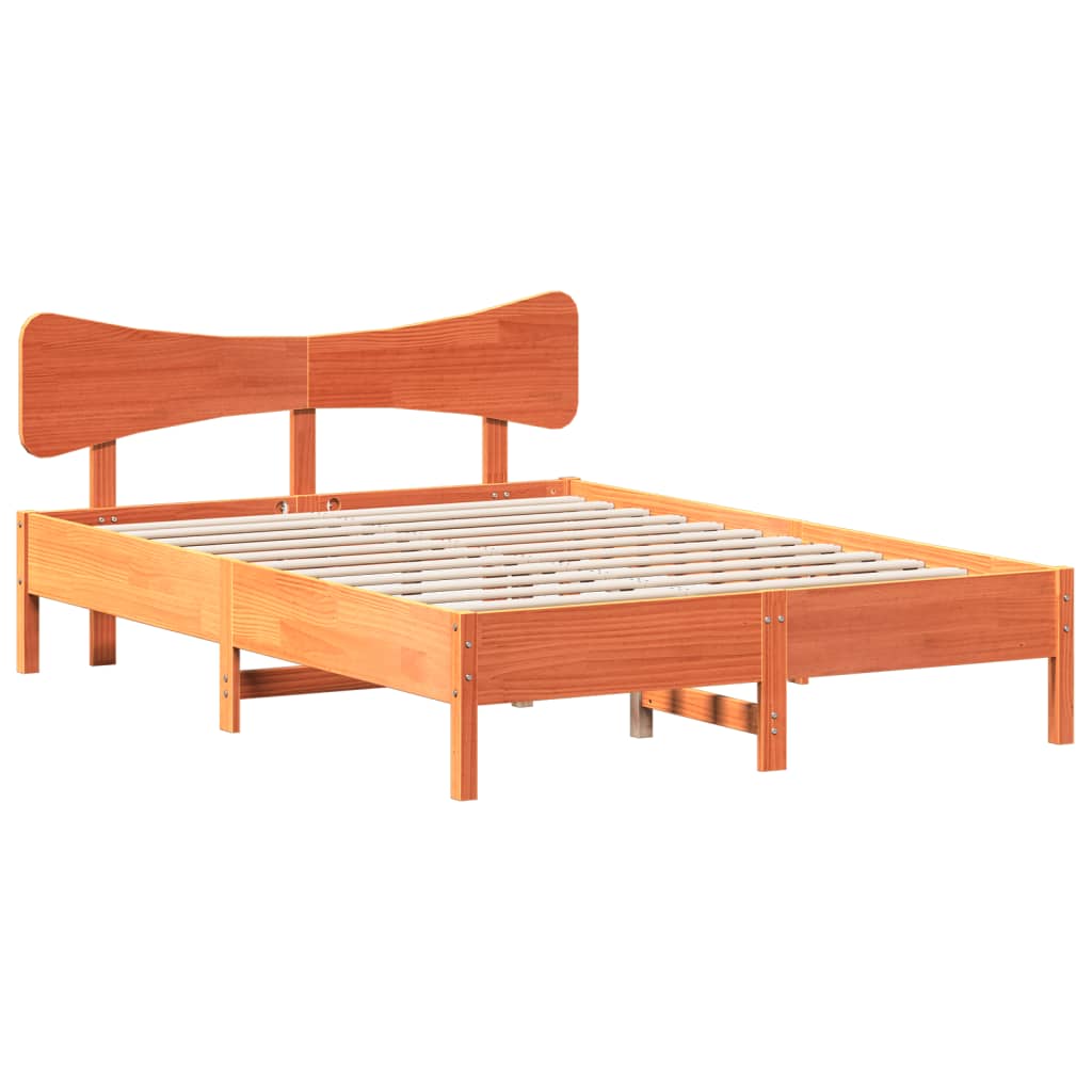 VidaXL Cama sem colchão 140x190 cm pinho maciço castanho-mel
