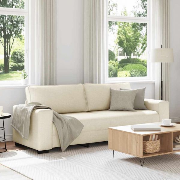 Sofá vidaXL de 3 Lugares 180 cm Linho - 3543375667