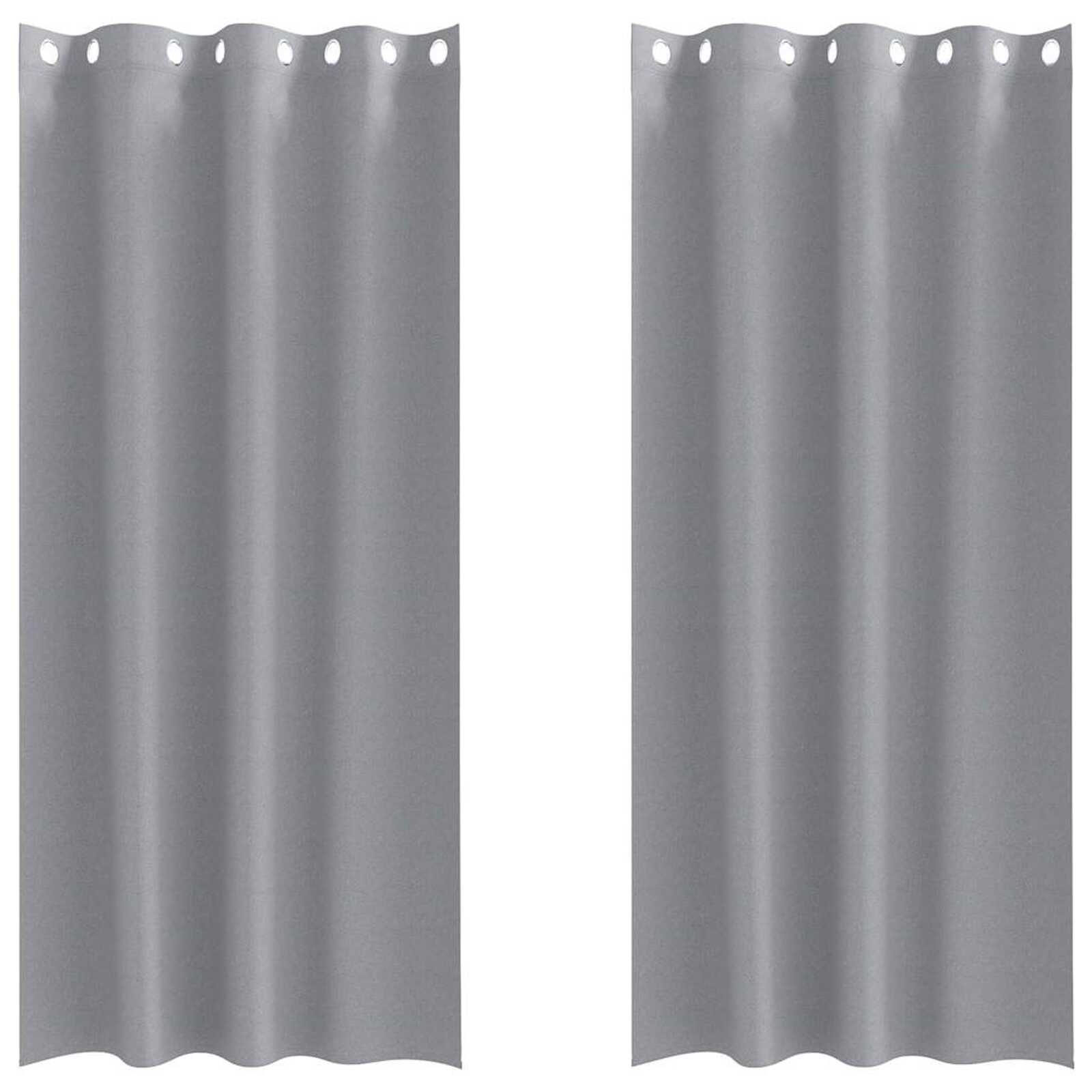 vidaXL Cortinas Blackout com Argolas 2 pcs Cinzento-claro 260 x 140 cm