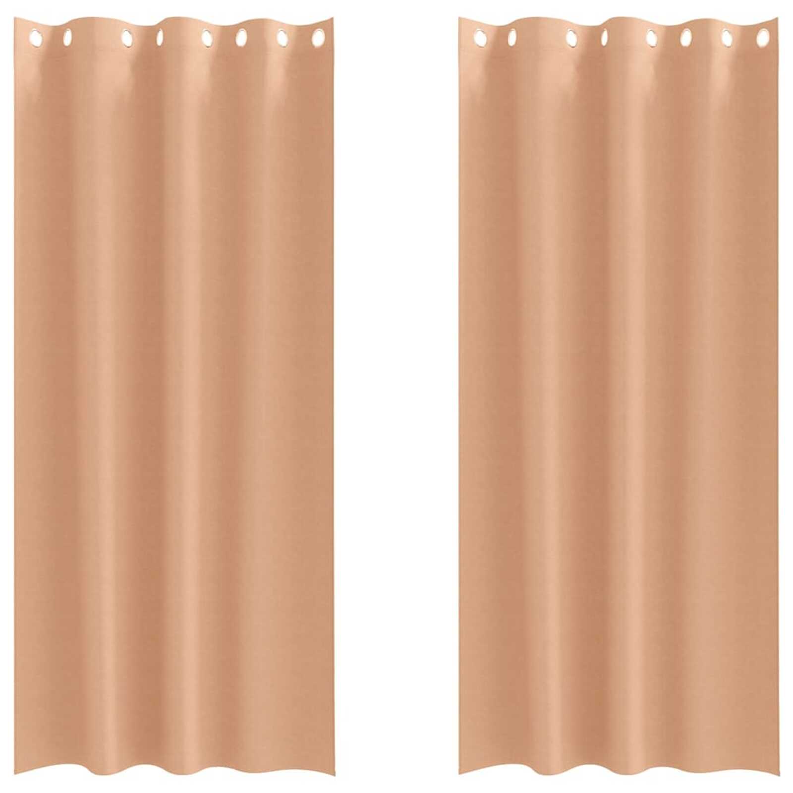 vidaXL Cortinas Blackout com Argolas 2 pcs Marrom Claro 225 x 140 cm