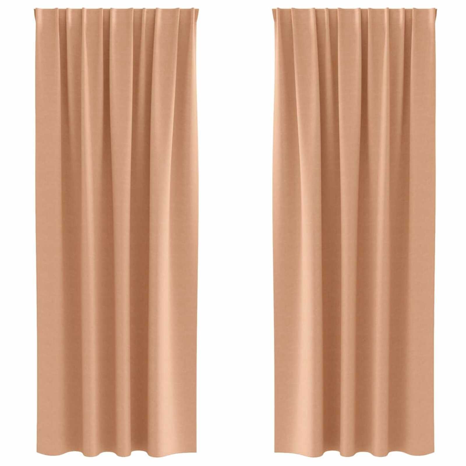 vidaXL Cortinas Blackout com Argolas 2 pcs Marrom Claro 260 x 140 cm