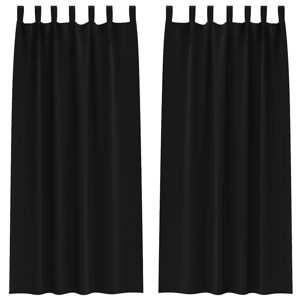 vidaXL Cortinas Blackout com Argolas 2 pcs Preto 225 x 140 cm