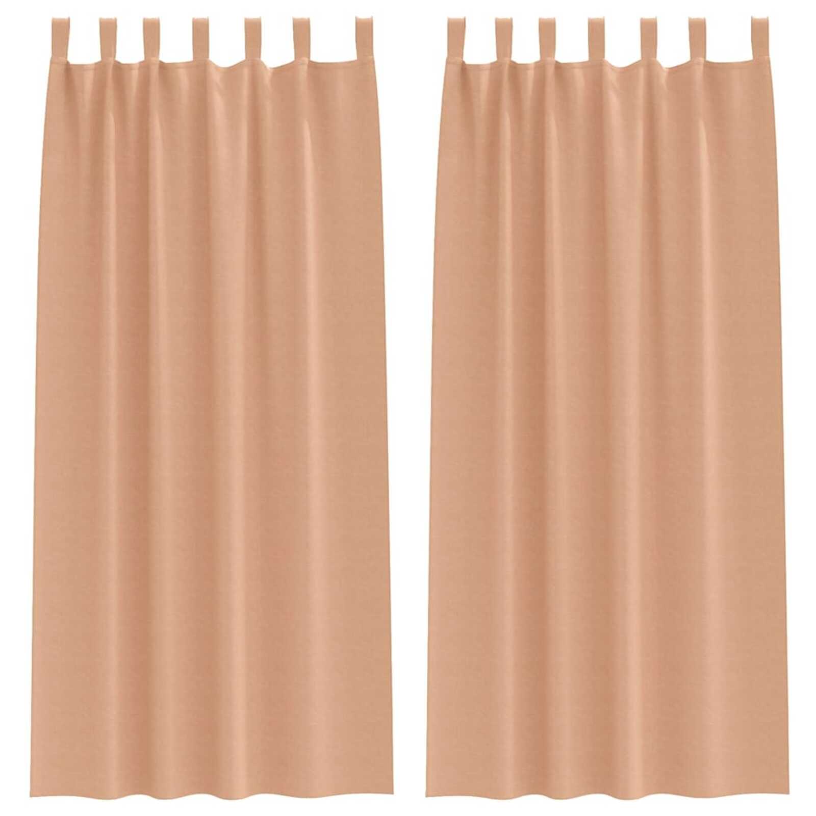 vidaXL Cortinas Blackout com Argolas 2 pcs Marrom Claro 260 x 140 cm
