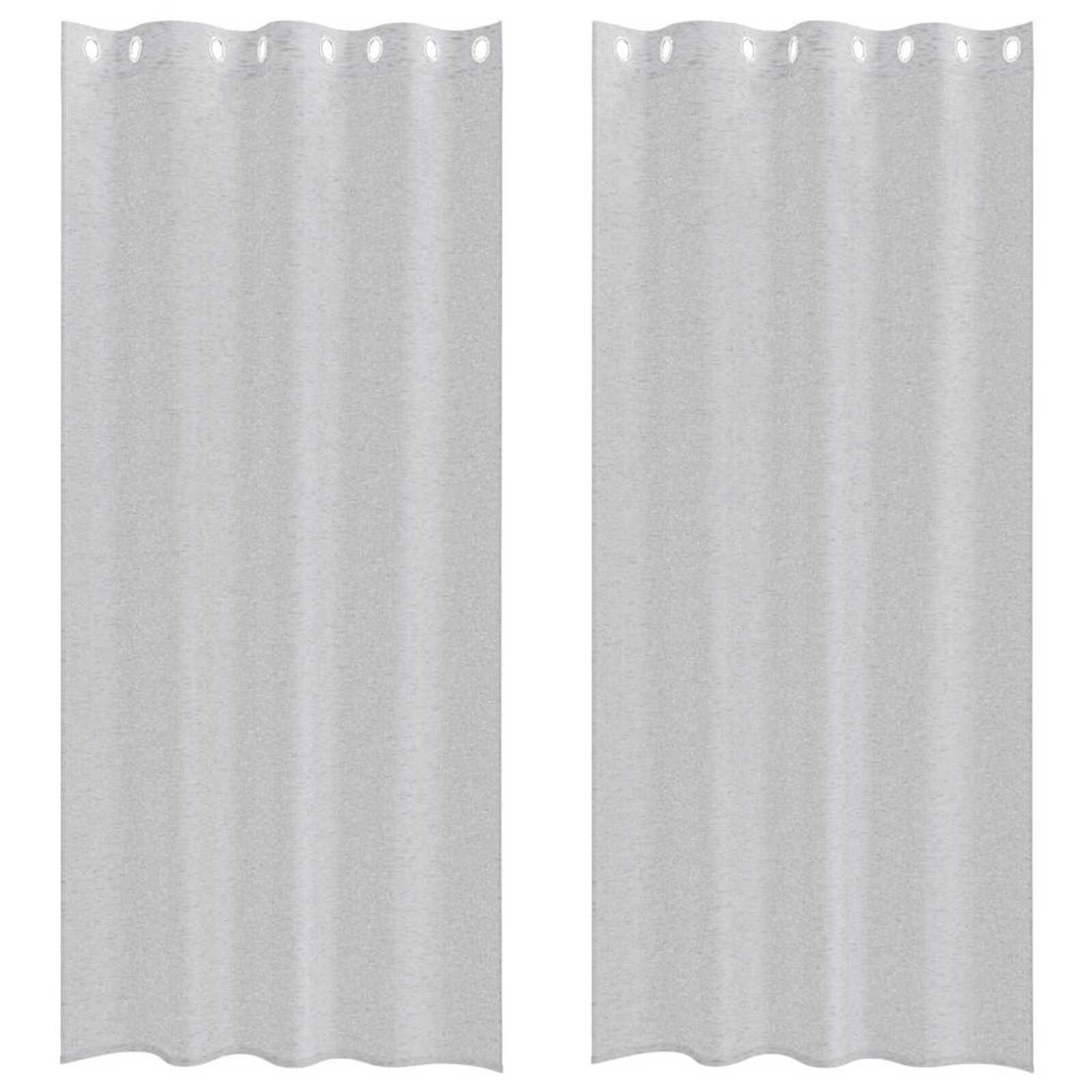 vidaXL Cortina de Voile 2 pcs Cinzento-claro 245 x 140 cm Poliéster