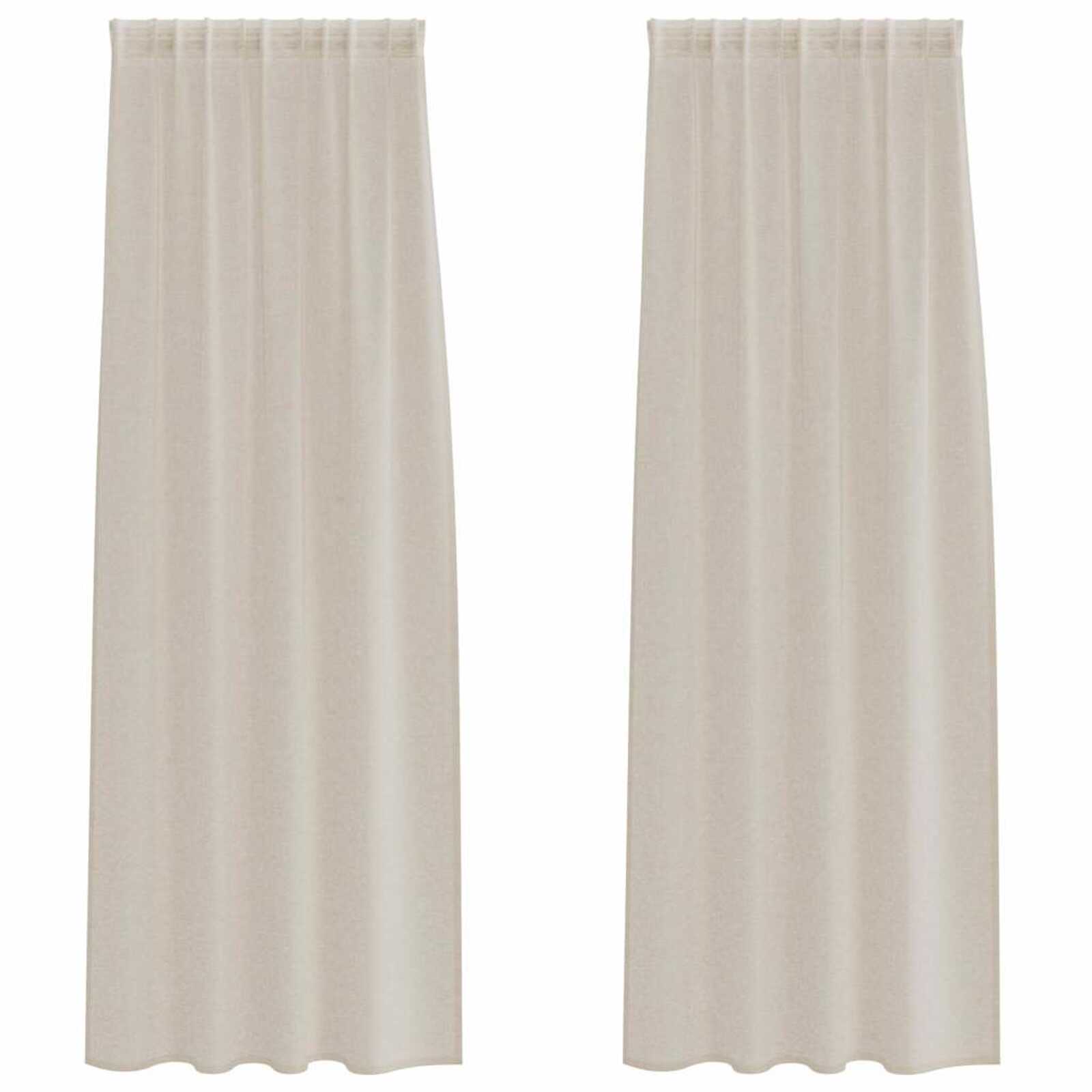 vidaXL Cortina de Voile 2 pcs Areia 245 x 140 cm Poliéster