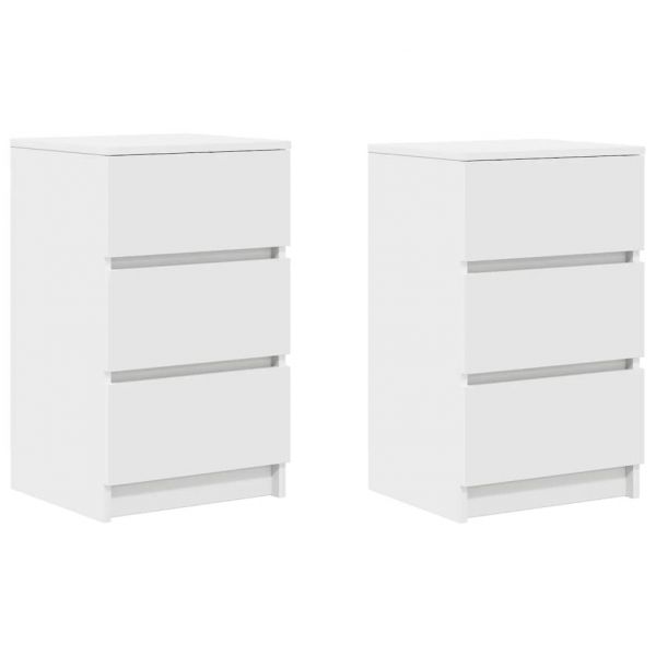 vidaXL Mesas de Cabeceira 3 Gavetas 2 Peças 39x35x65cm Branco - 2716130634