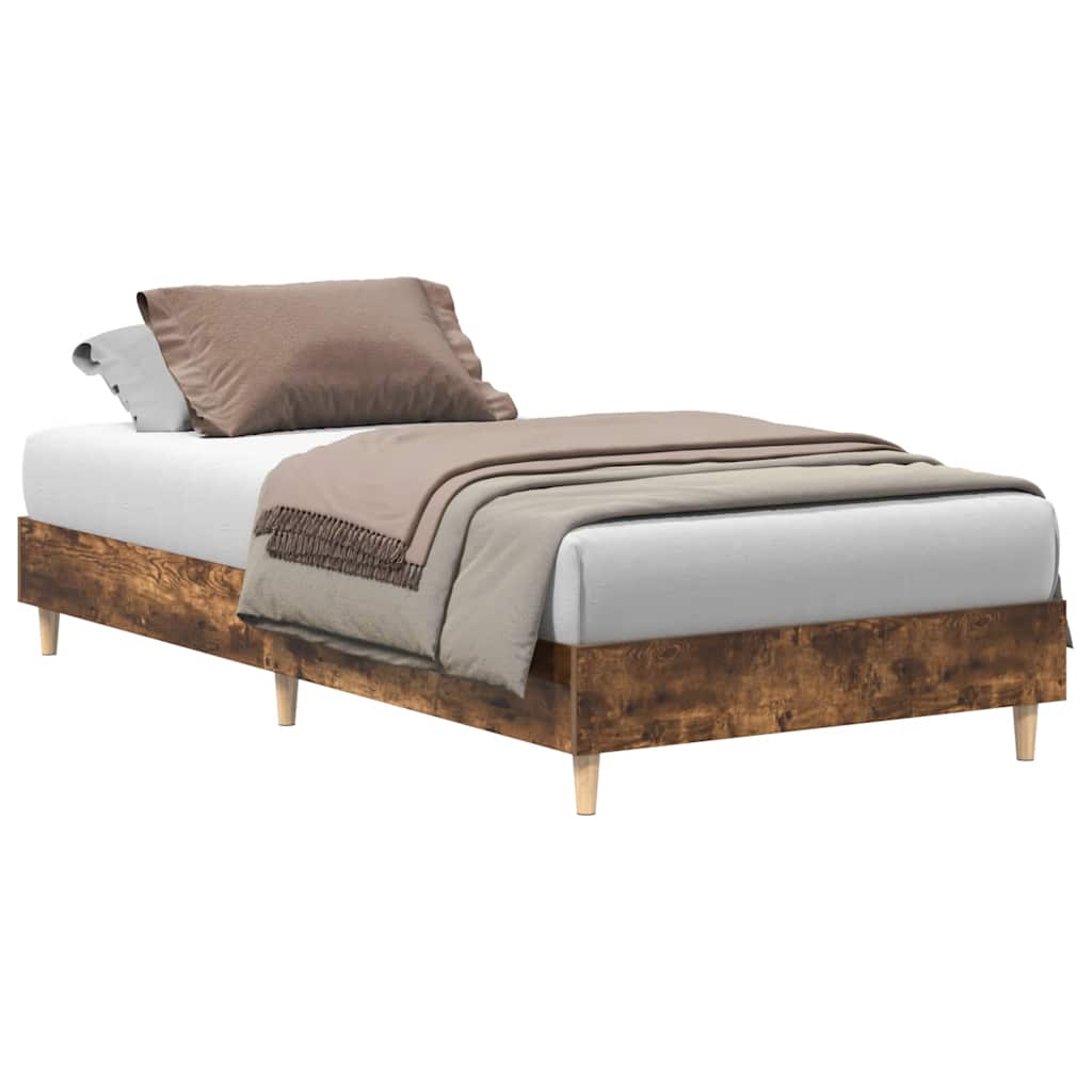 vidaXL Estrutura cama s/ colchão 90x200 cm carvalho fumado
