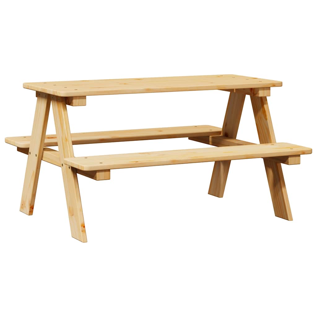 vidaXL Mesa para crianças c/ bancos IRUN 90x79,5x50cm madeira maciça