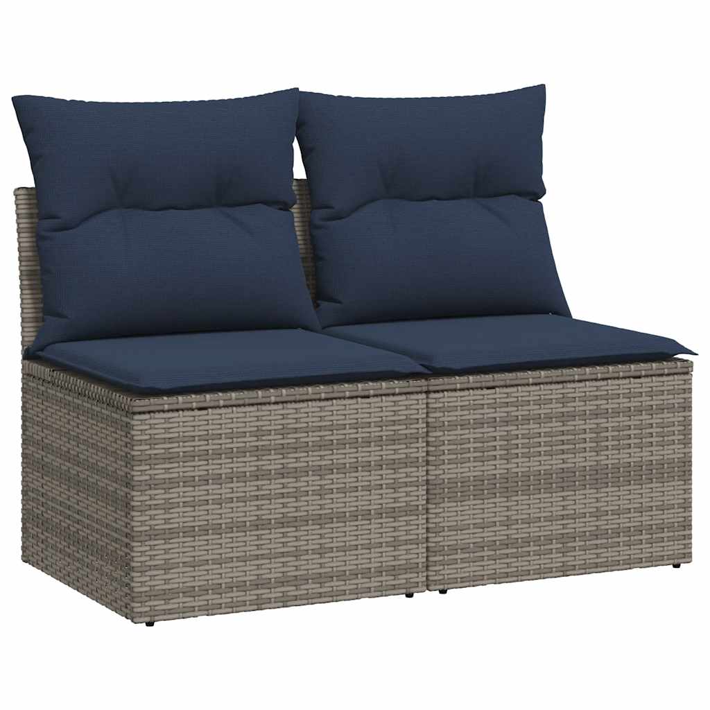 vidaXL 2 pcs conjunto sofás jardim almofadões vime PE/acácia cinzento
