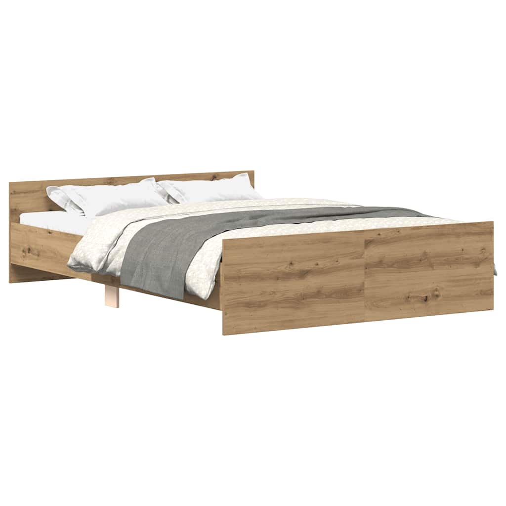 vidaXL Estrutura de cama sem colchão 120x190 cm carvalho artesanal