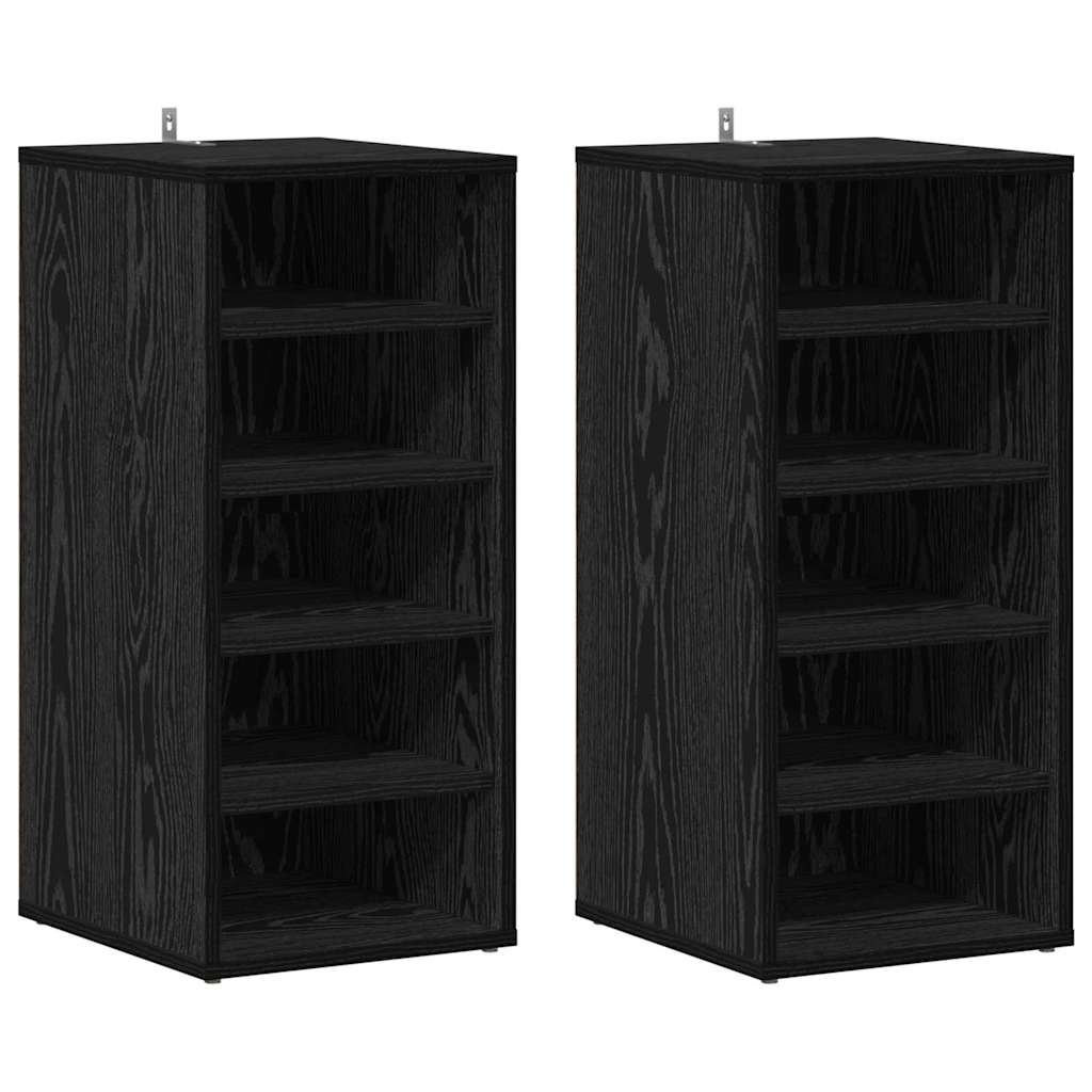 vidaXL Armário de Sapatos 2 pcs Carvalho Preto 32 x 35 x 70 cm