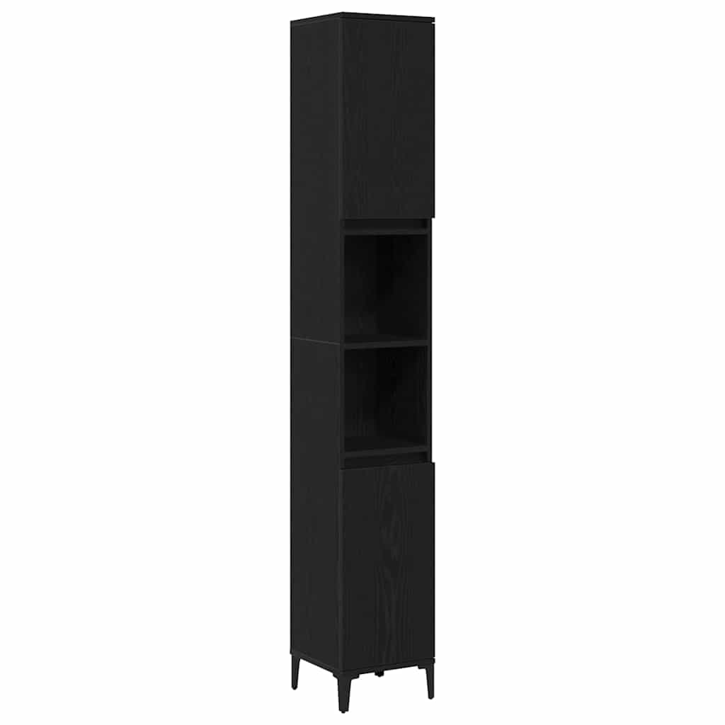 vidaXL Armário de Banheiro com porta Carvalho Preto 30 x 30 x 190 cm