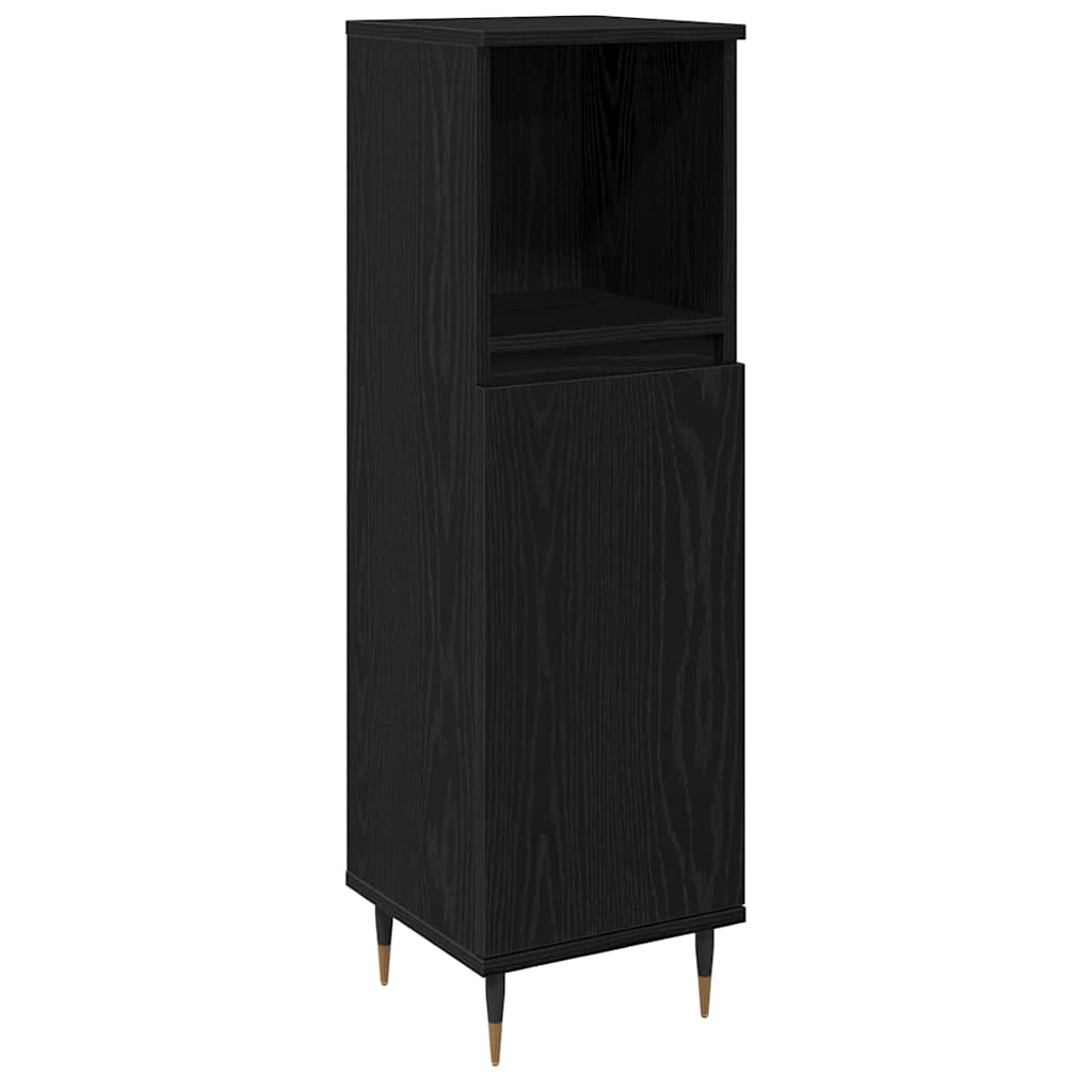 vidaXL Armário de Banheiro com porta Carvalho Preto 30 x 30 x 100 cm