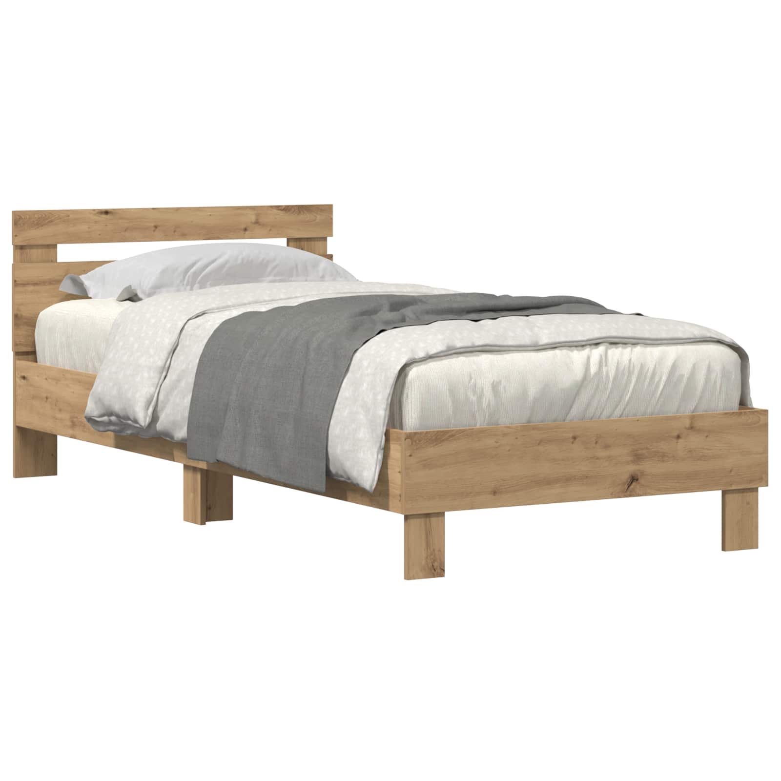 vidaXL Estrutura da Cama com led Carvalho Artesanal 75 x 190 cm