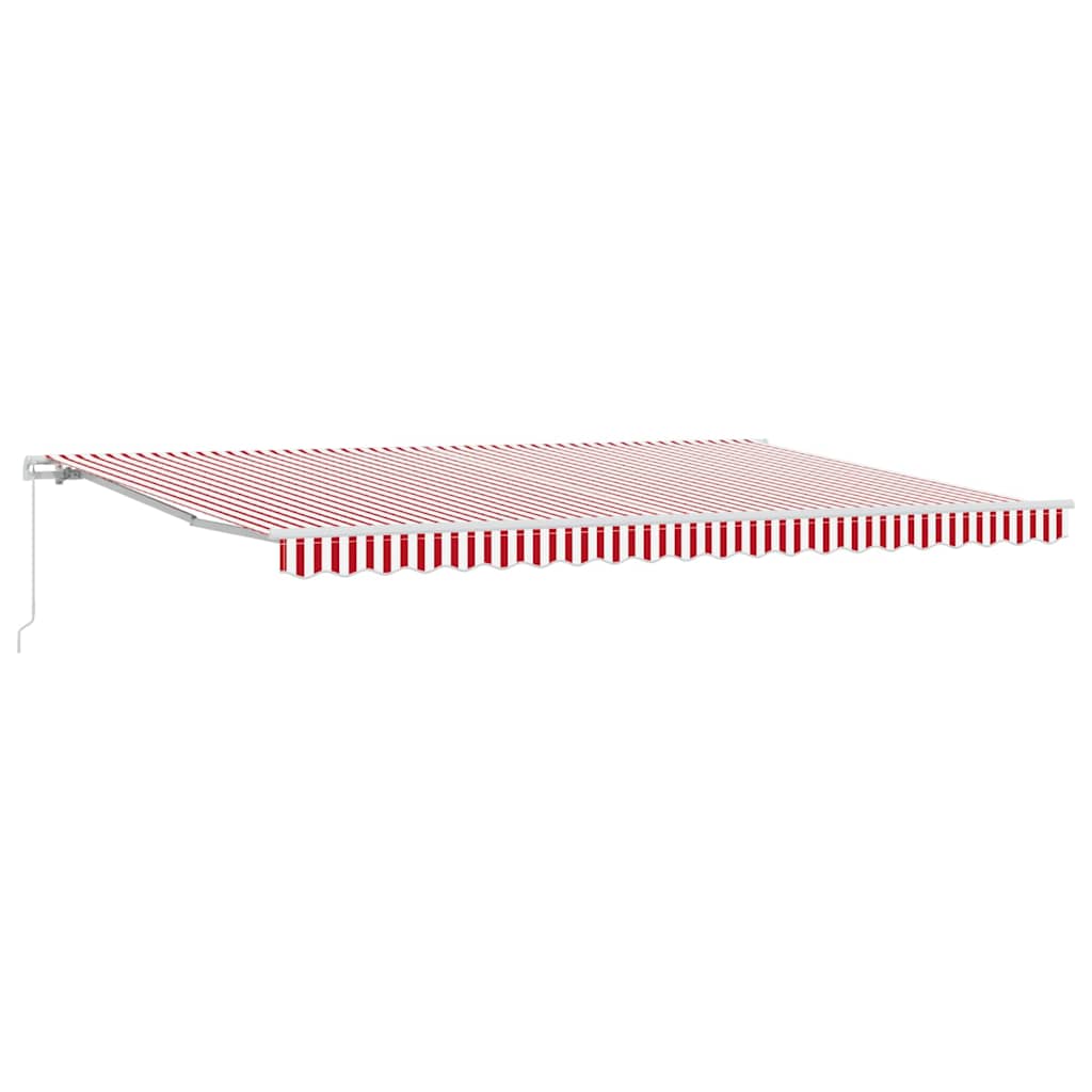 vidaXL Toldo Retrátil Manual Vermelho e Branco 500 × 350 cm