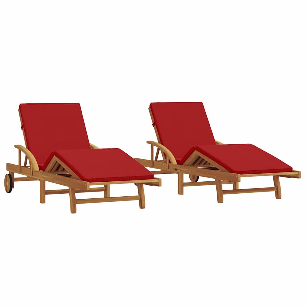 vidaXL Espreguiçadeira 2 pcs Vermelho 200 x 67 x 84 cm