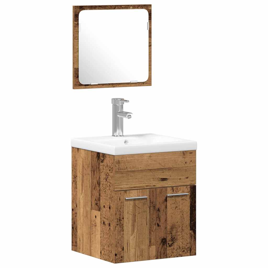 vidaXL Conjunto de Móveis para Banheiro com porta 3 pcs Madeira Antiga
