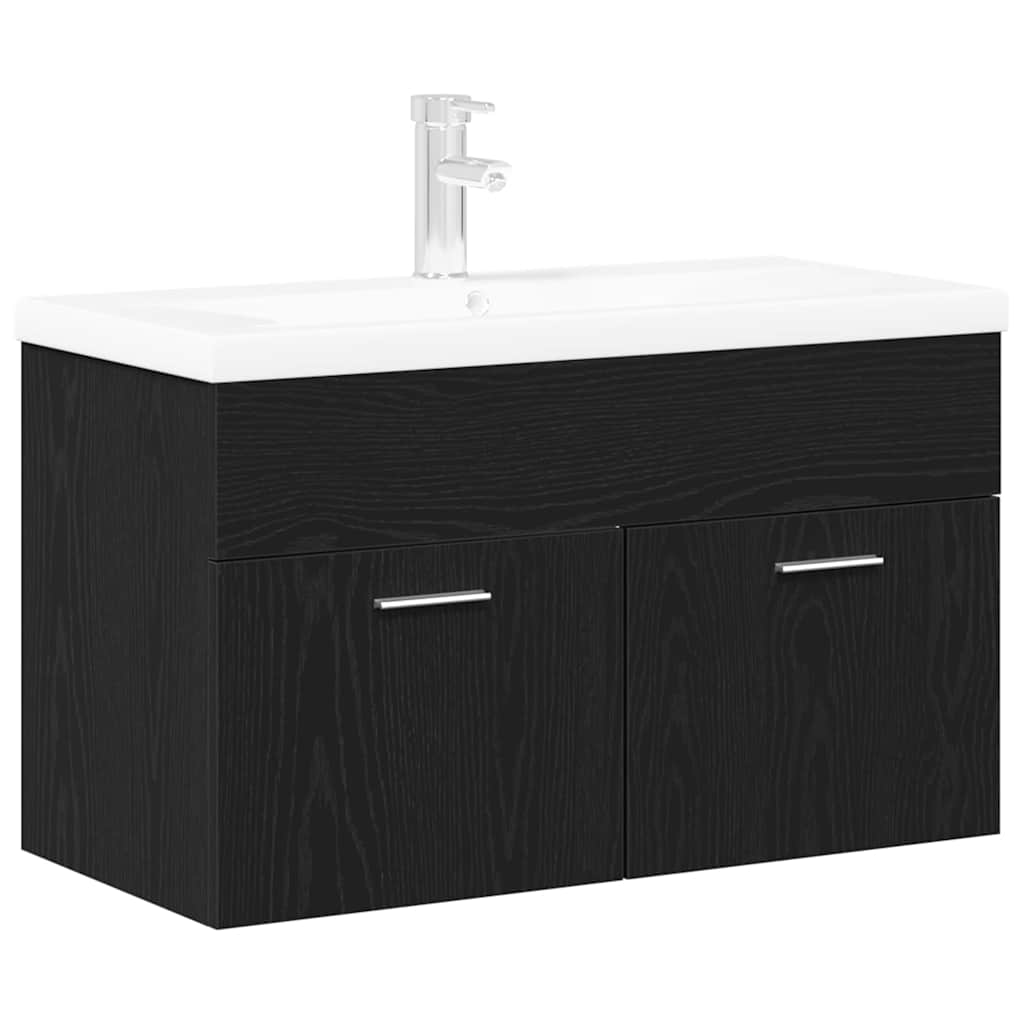 vidaXL Armário de Banheiro com gaveta Carvalho Preto 90 x 38,5 x 46 cm