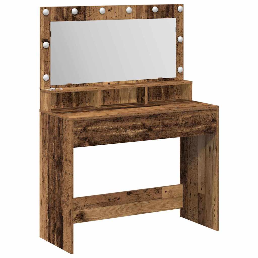 vidaXL Mesa de vestir com prateleira Madeira antiga 100 x 41 x 135 cm