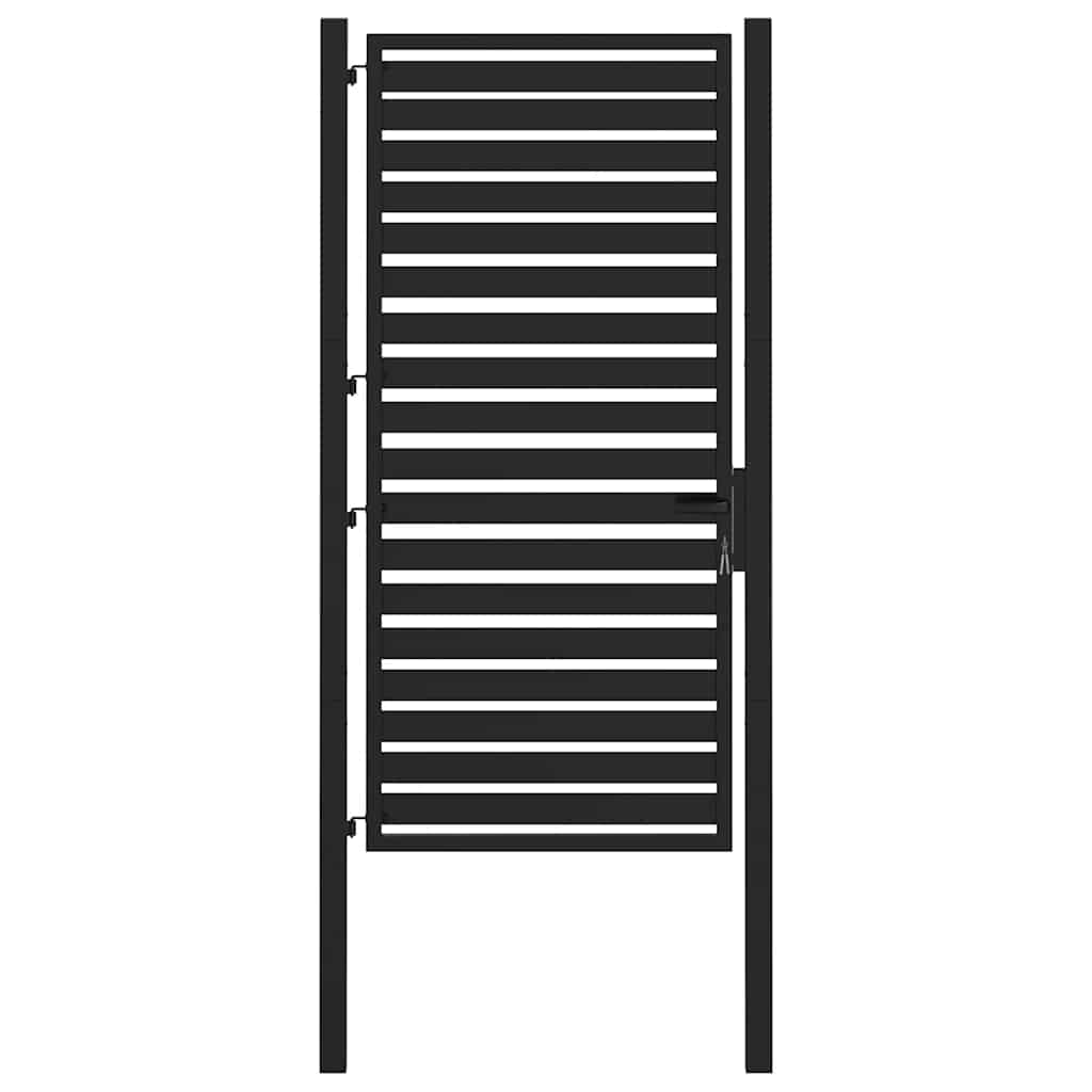 vidaXL Portão de jardim com fechadura Preto 100x180 cm Alumínio