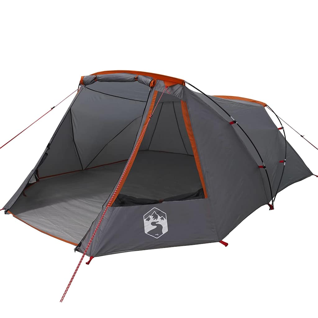 vidaXL Tenda Tunnel para 3 Pessoas Cinza e Laranja 328 x 228 x 115 cm