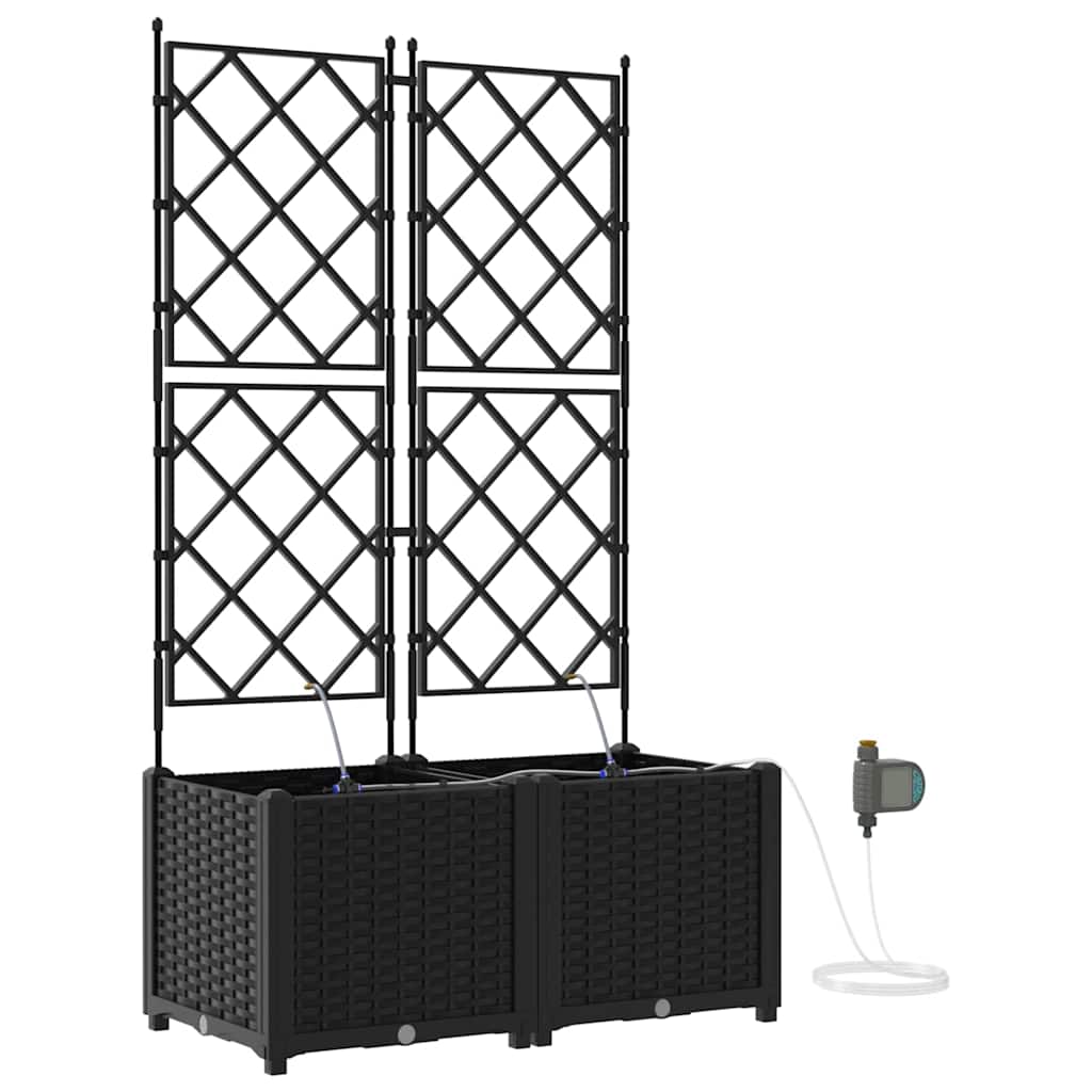 vidaXL Vaso de Jardim 2 pcs Preto 80 x 40 x 142 cm Plástico
