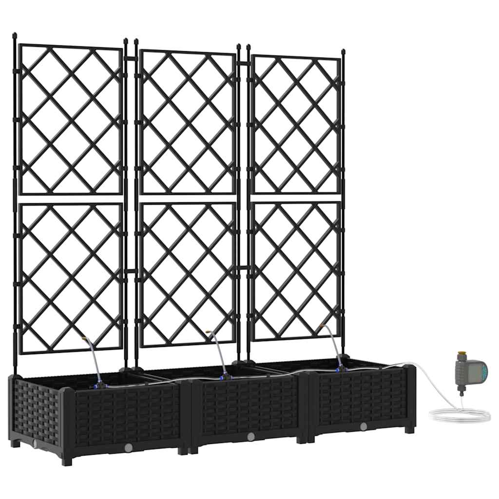 vidaXL Vaso de Jardim 3 pcs Preto 120 x 40 x 126 cm Plástico