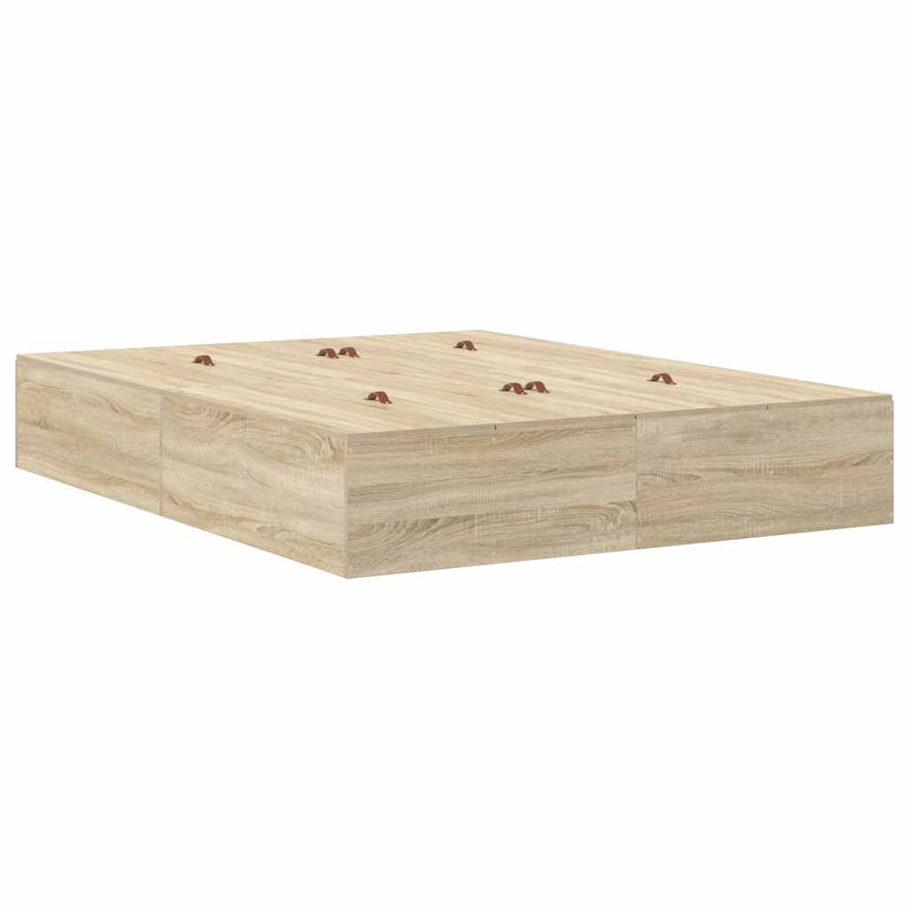 vidaXL Estrado de cama com arrumação com gaveta Carvalho Sonoma 150 cm