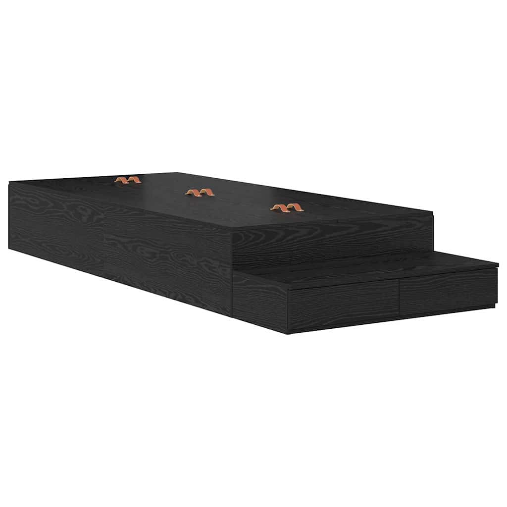 vidaXL Estrado de cama com arrumação com gaveta Carvalho Preto 90 cm