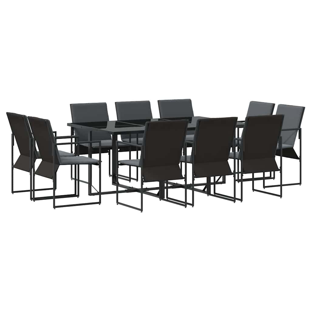 vidaXL Conjunto de Jantar para Jardim 11 pcs Preto Aço