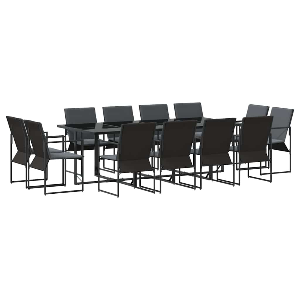 vidaXL Conjunto de Jantar para Jardim 13 pcs Preto Aço
