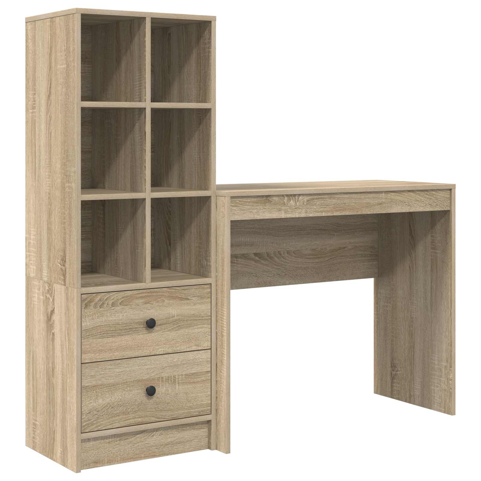 vidaXL Mesa com gaveta com prateleira 2 pcs Carvalho Sonoma