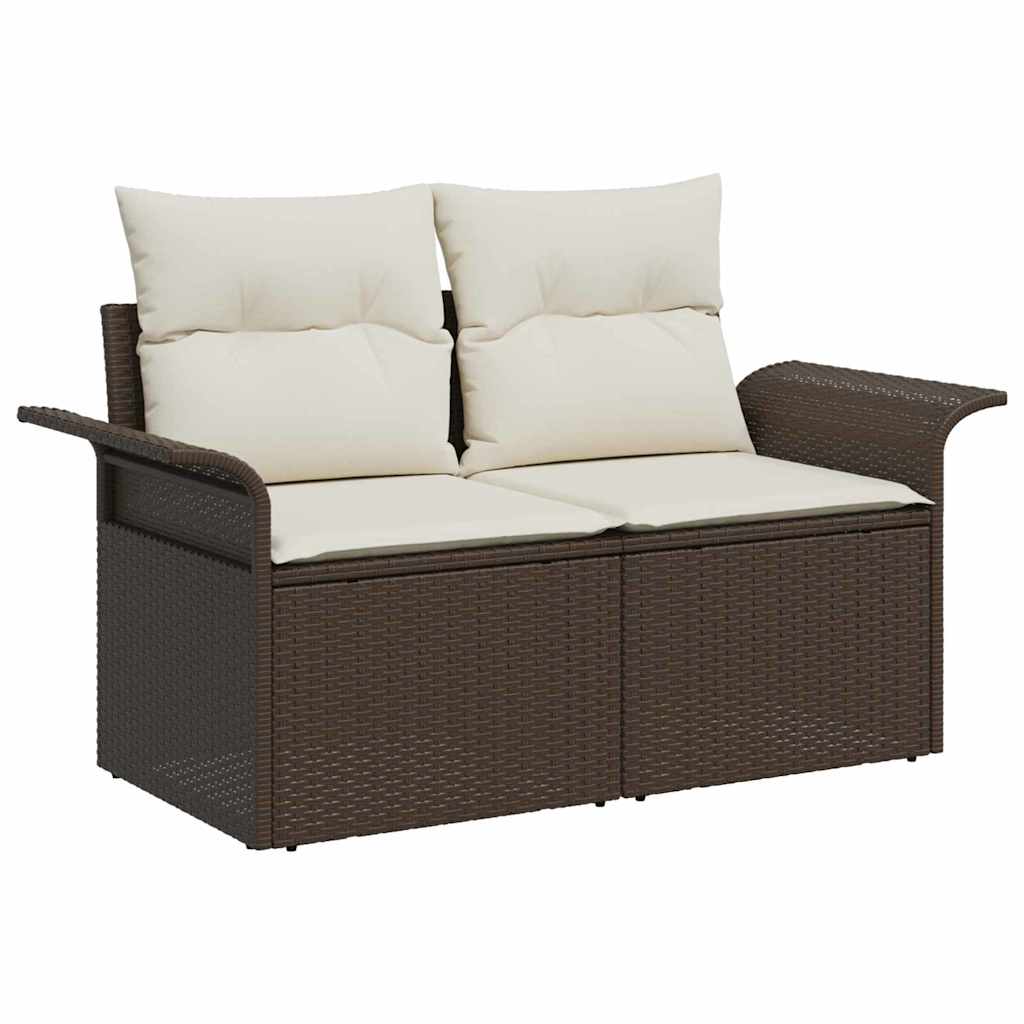 vidaXL Sofá de jardim com almofada Castanho 141 x 62 x 69cm vime PE