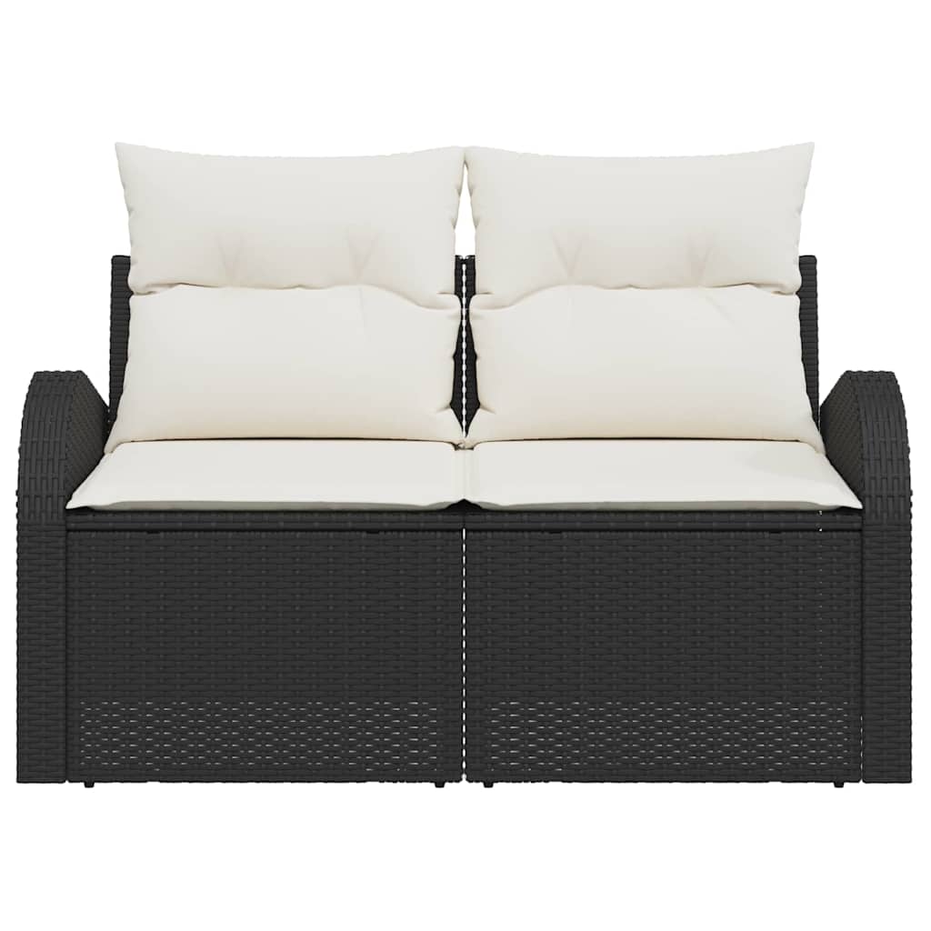 vidaXL Sofá de jardim com almofada Preto 124 x 62 x 69cm vime PE