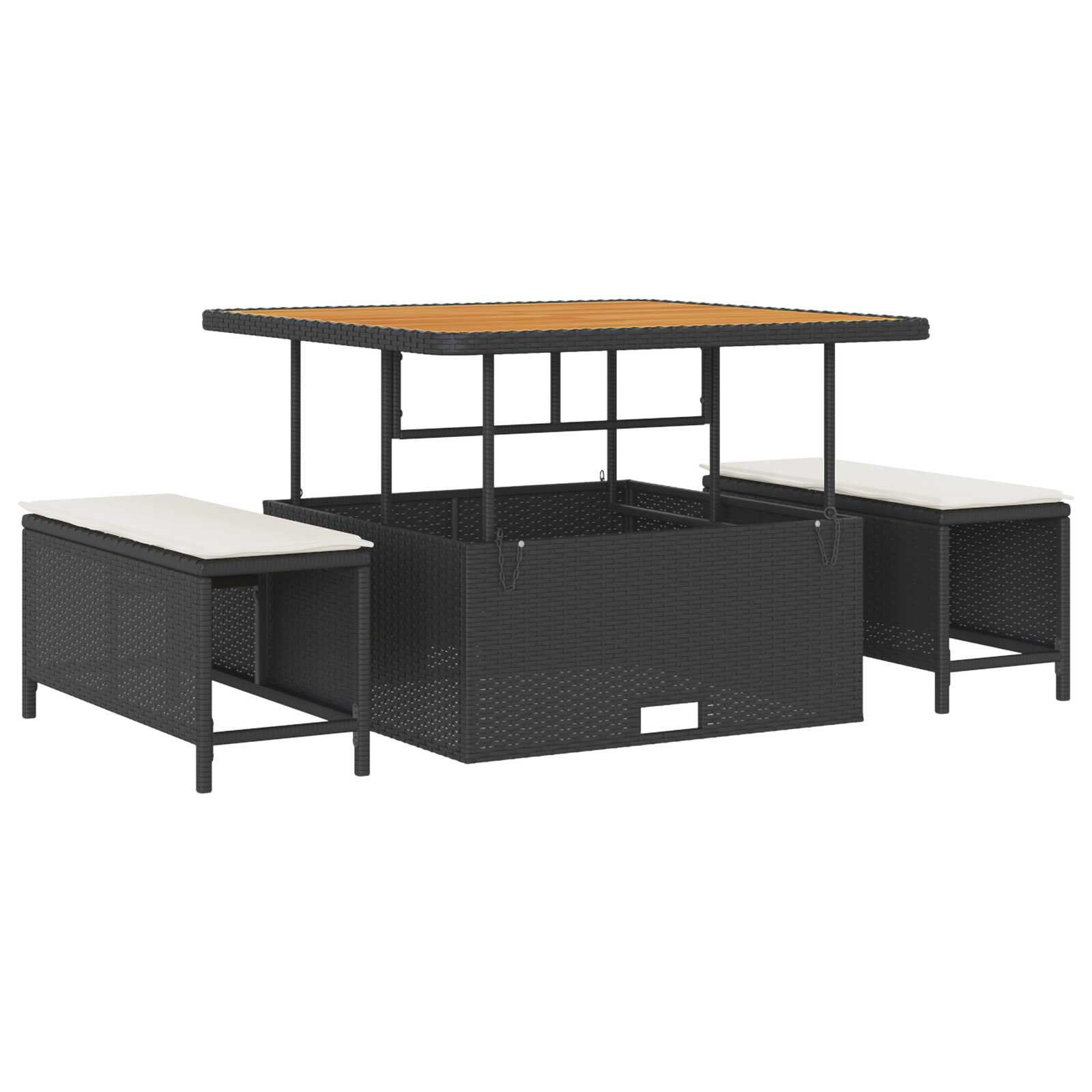 vidaXL Conjunto de Jantar para Jardim Preto vime PE