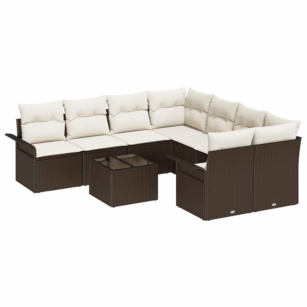 vidaXL Conjunto de Sofá de Jardim 9 pcs Castanho Rattan Sintético